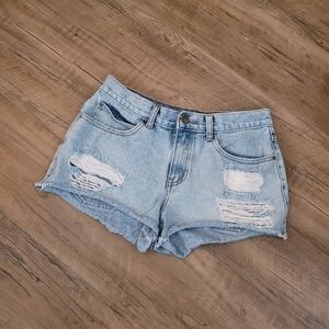 Billabong Drifted Away Denim Distressed Shorts Size 27